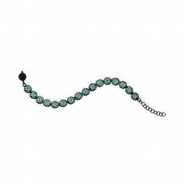 Pulsera Diamantes Cuadrados Negro Ajustable Aqua